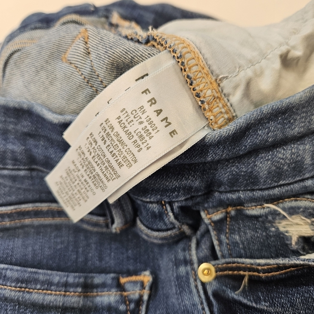 Frame Jeans Womens 28 Blue Le Crop Mini Boot Distressed Stretch Denim Pants - Picture 6 of 11